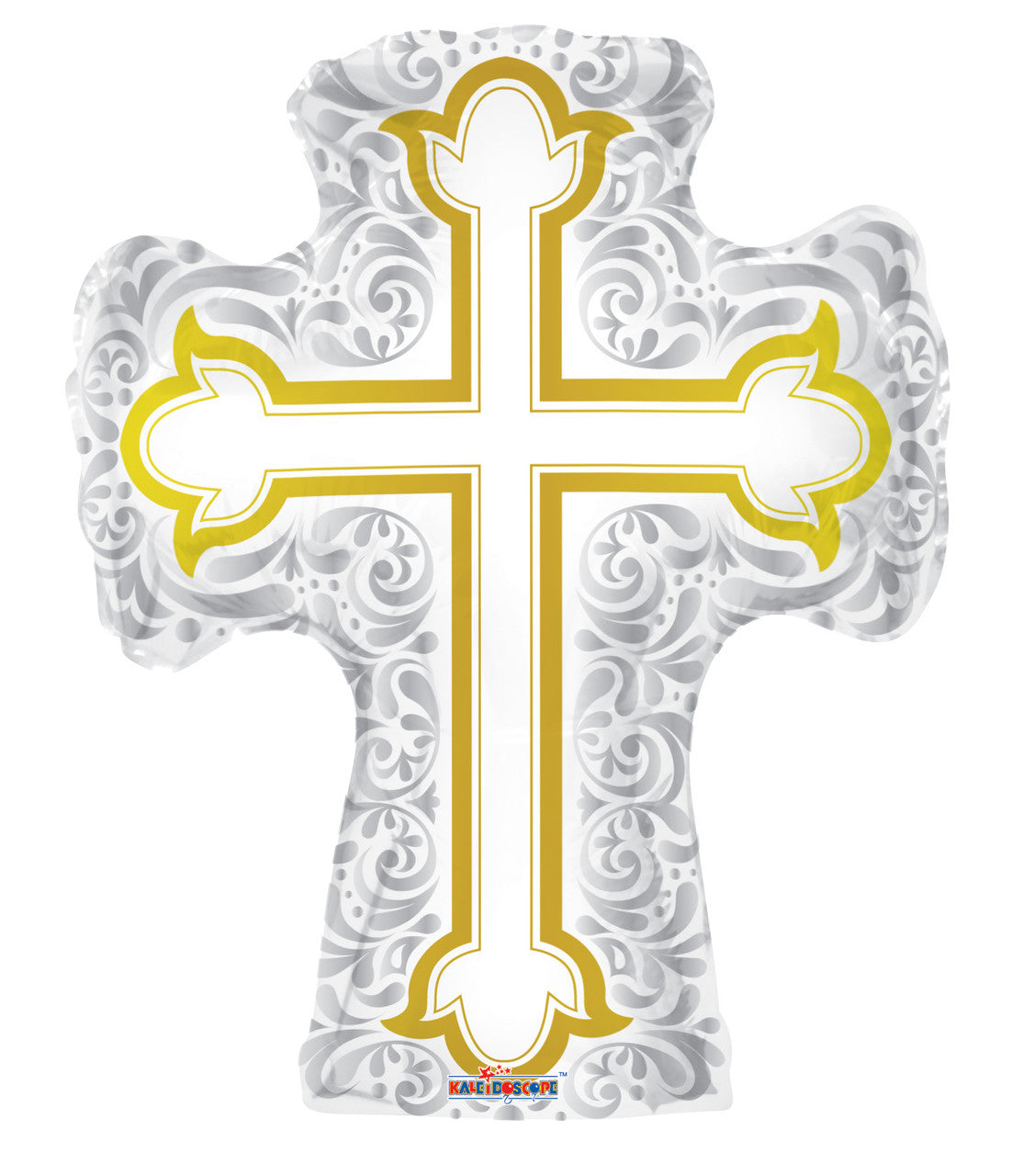 28" Jumbo Silver And Gold Religious Cross Balloon 1ct #19442-28