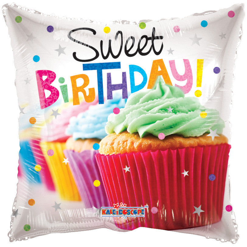 18" Sweet Birthday Square Cupcake Helium Foil Balloon (5 Pack) #19466