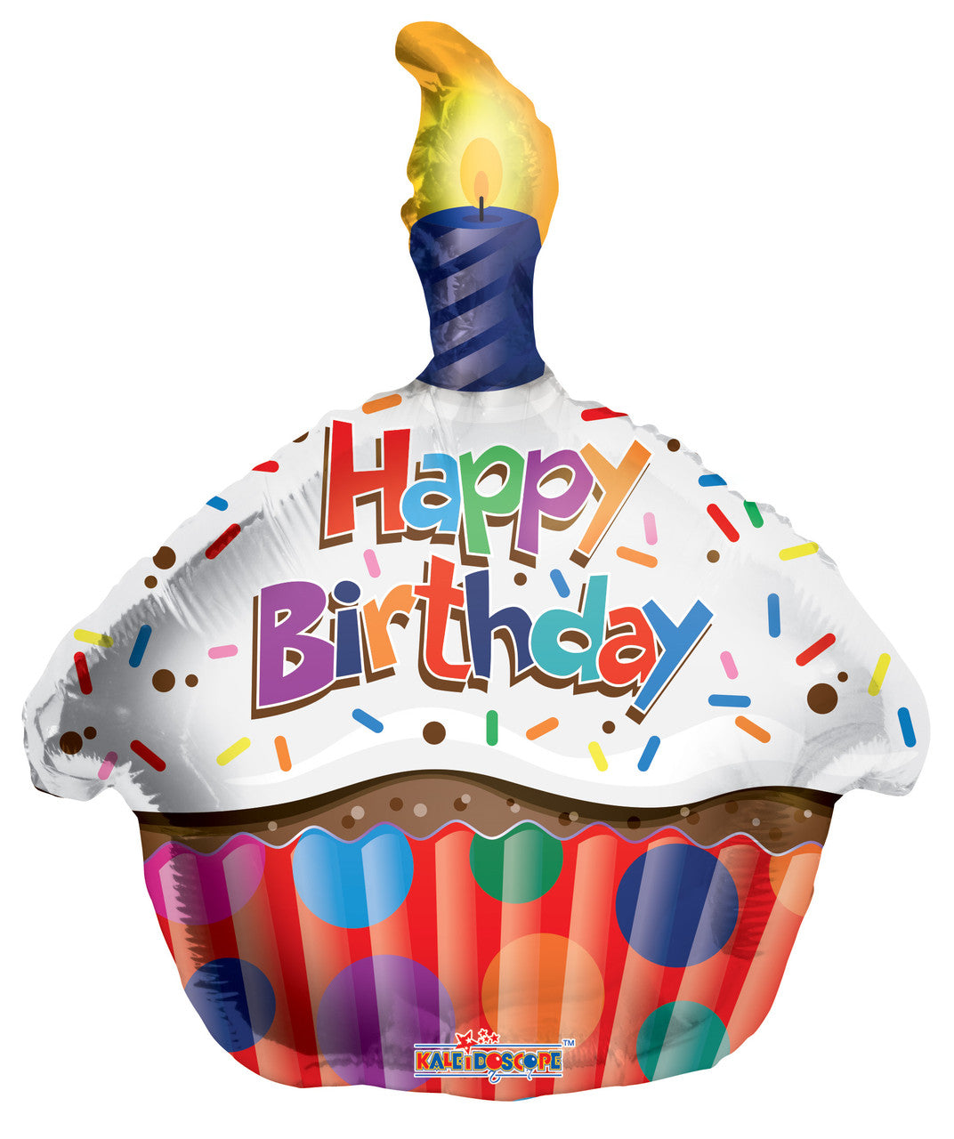 18" Happy Birthday Cupcake White Frost Helium Foil Balloon (5 Pack) #19471