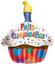 18" Spanish Birthday Feliz Cumpleanos! Cupcake Helium Foil Balloons (5 PACK) #19472