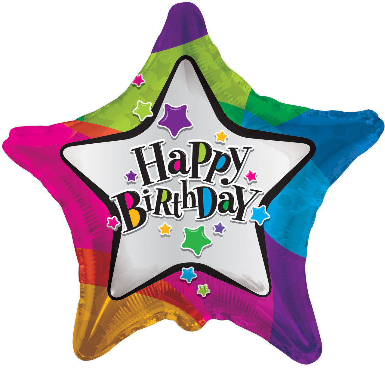 18" Happy Birthday Double Star Shape Helium Foil Balloon (5 Pack) #19503