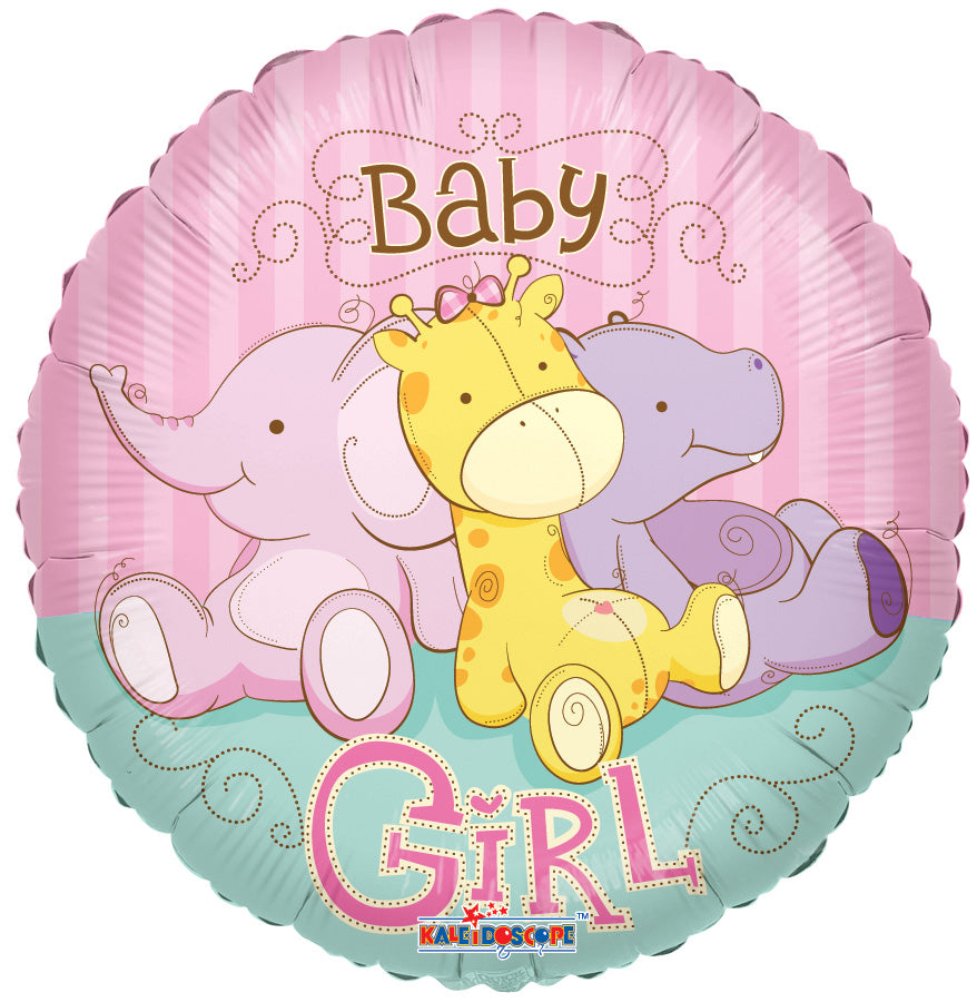 18" Baby Girl Jungle Animals Helium Foil Balloon (5 Pack) #19515