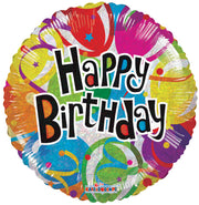 18" Happy Birthday Holographic Balloons Helium Foil Balloons (5 Pack) #19541