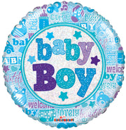 9" Baby Boy Holographic AIR FILL ONLY Foil Balloon (5 PACK) #19544-09