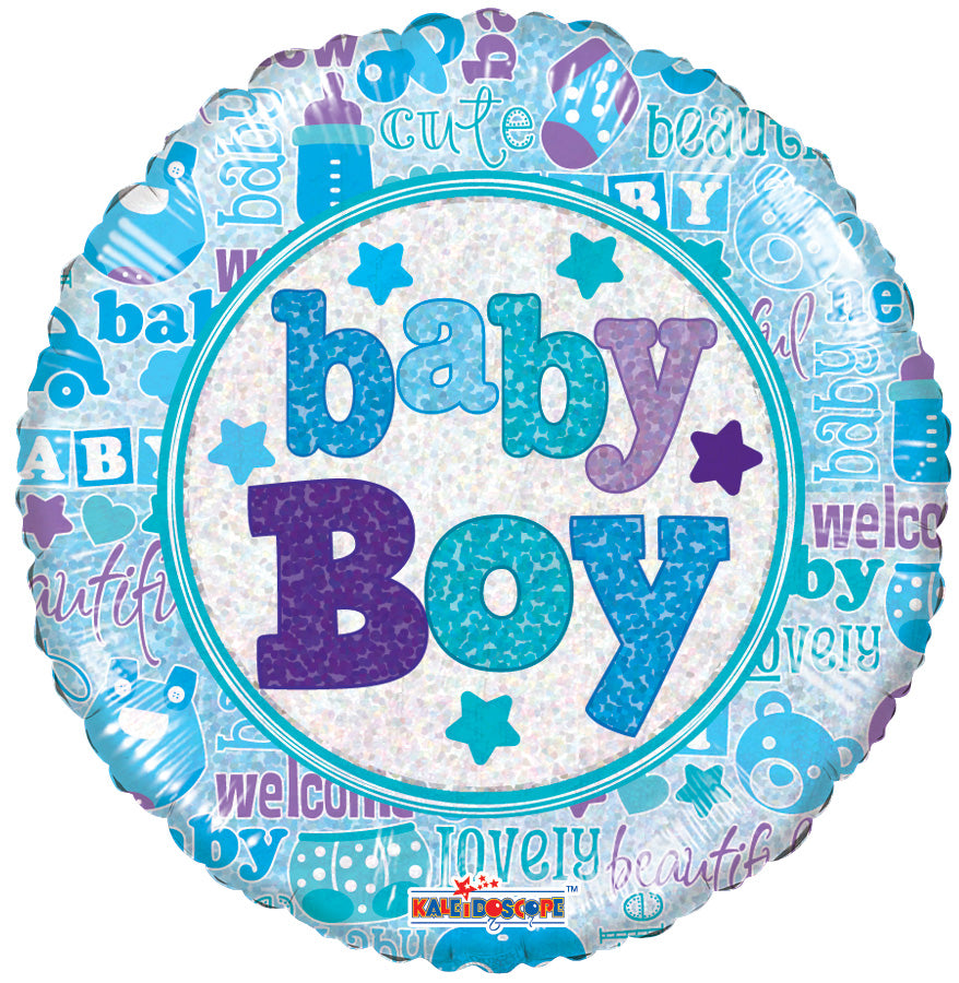 9" Baby Boy Holographic AIR FILL ONLY Foil Balloon (5 PACK) #19544-09
