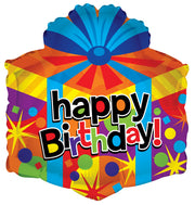 18" Happy Birthday Gift Box Shape Helium Foil Balloons (5 Pack) #19606