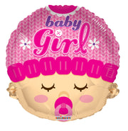18" Baby Girl Head Shape Helium Foil Balloon (5 PACK) #19610