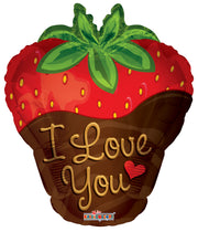 18" Strawberry Shape I Love You Helium Foil Balloon (5 Pack) #19623 (D)