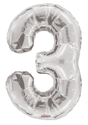 34" Large Silver Number # 3 Balloon #19645-34S