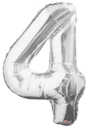 34" Large Silver Number # 4 Balloon #19646-34S