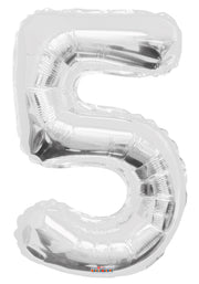 34" Large Silver Number # 5 Balloon #19647-34S