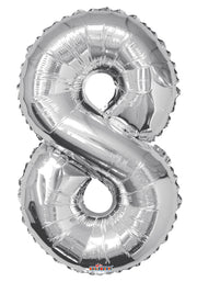 34" Large Silver Number # 8 Balloon #19650-34s