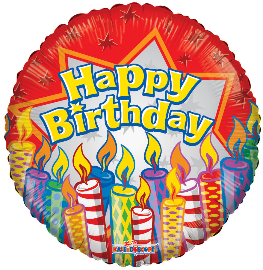 18" Happy Birthday Candles Red Helium Foil Balloon (5 Pack) #19696 (D)