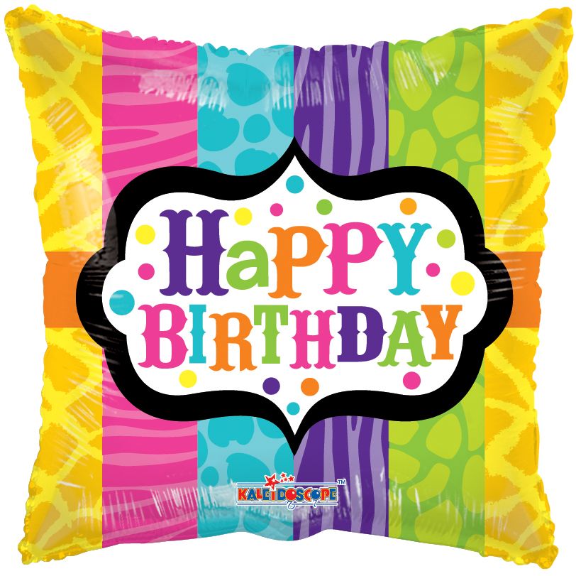18" Happy Birthday Animal Print Gellibean Helium Balloon (5 Pack) #19702