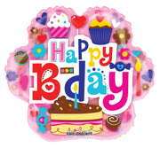 18" Clear View Birthday Flower Shape Sweets Helium Foil Balloon (5 PACK) #19708-18