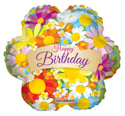 4" Micro Mini Happy Birthday Flower Shape Air Fill Mini Foil Balloons (5 PACK) #19709-04
