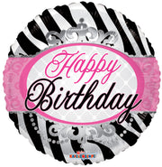 18" Happy Birthday Zebra Print Foil Balloon (5 Pack) #19711-18