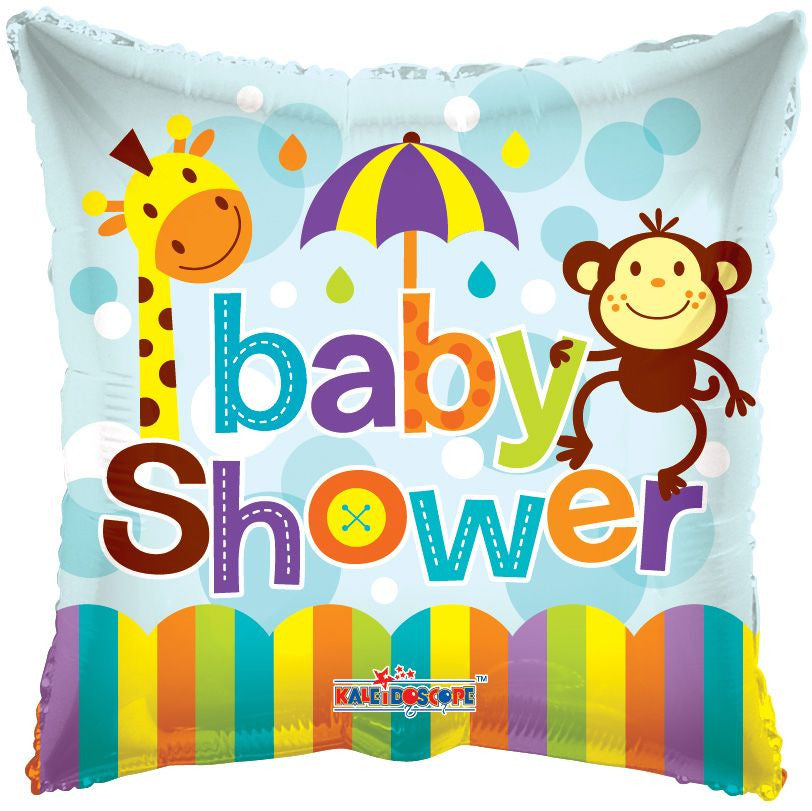 ***Special** 18" Baby Shower Zoo Square Shape Helium Foil Balloons (5PACK)  #19733