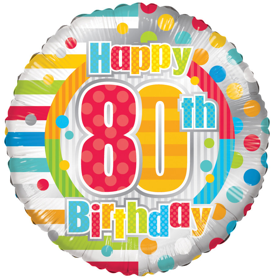 18" 80th Birthday Helium Foil Balloons (5 Pack) #19881