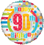 18" Happy Birthday 90th Helium Foil Balloon (5 Pack)#19882