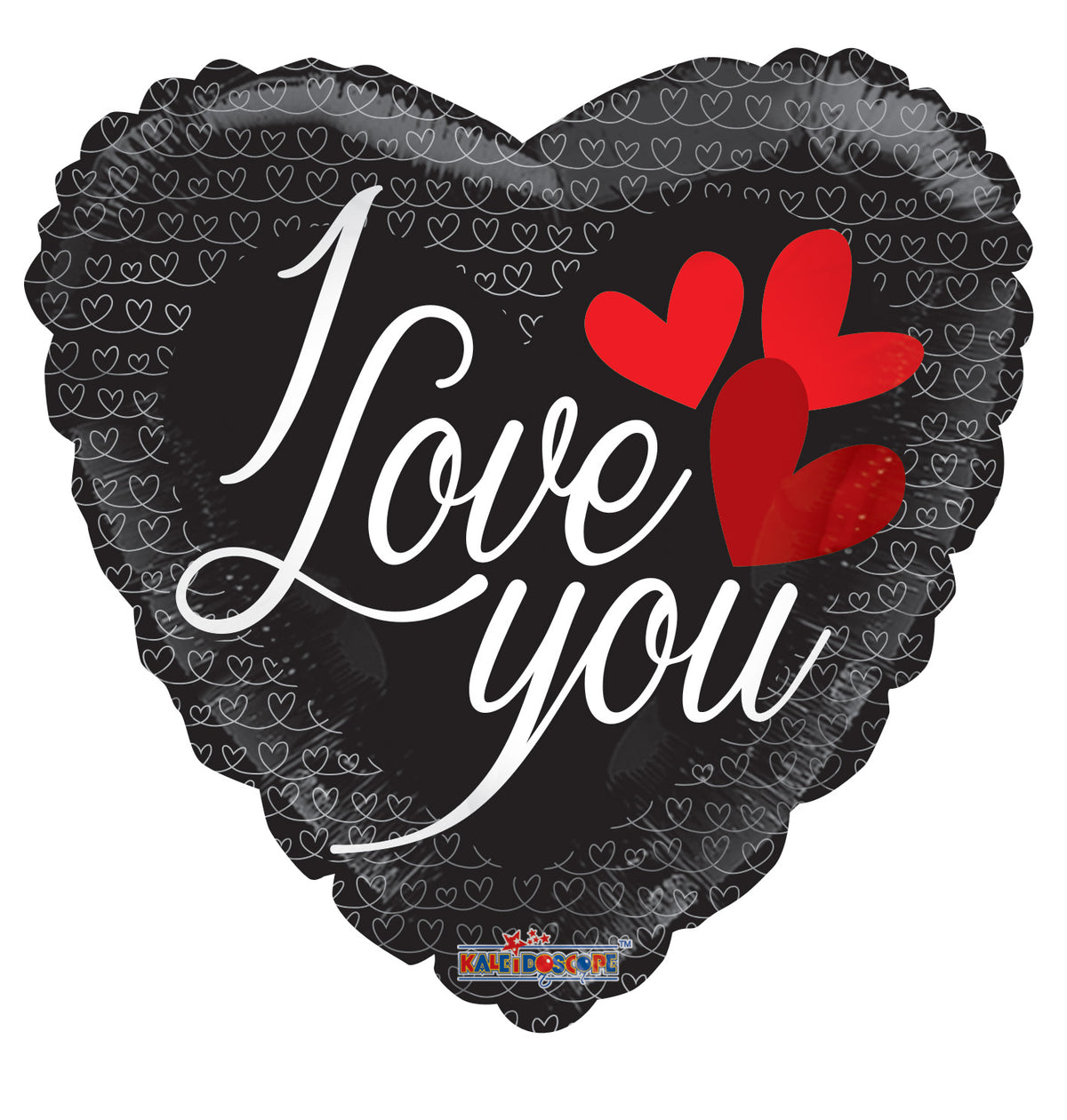 18" I Love You Black Background Heart Shape Helium Foil Balloon (5 Pack) #19970-18