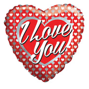 18" I Love You Silver Hearts Shape Helium Foil Balloon (5 Pack) #19971-18