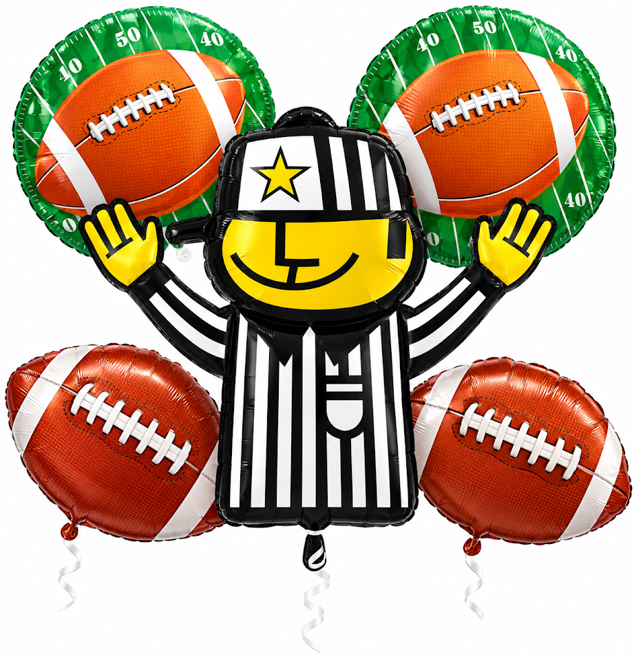 Football Bouquet Package Helium Foil Balloon 5 Balloons #23956