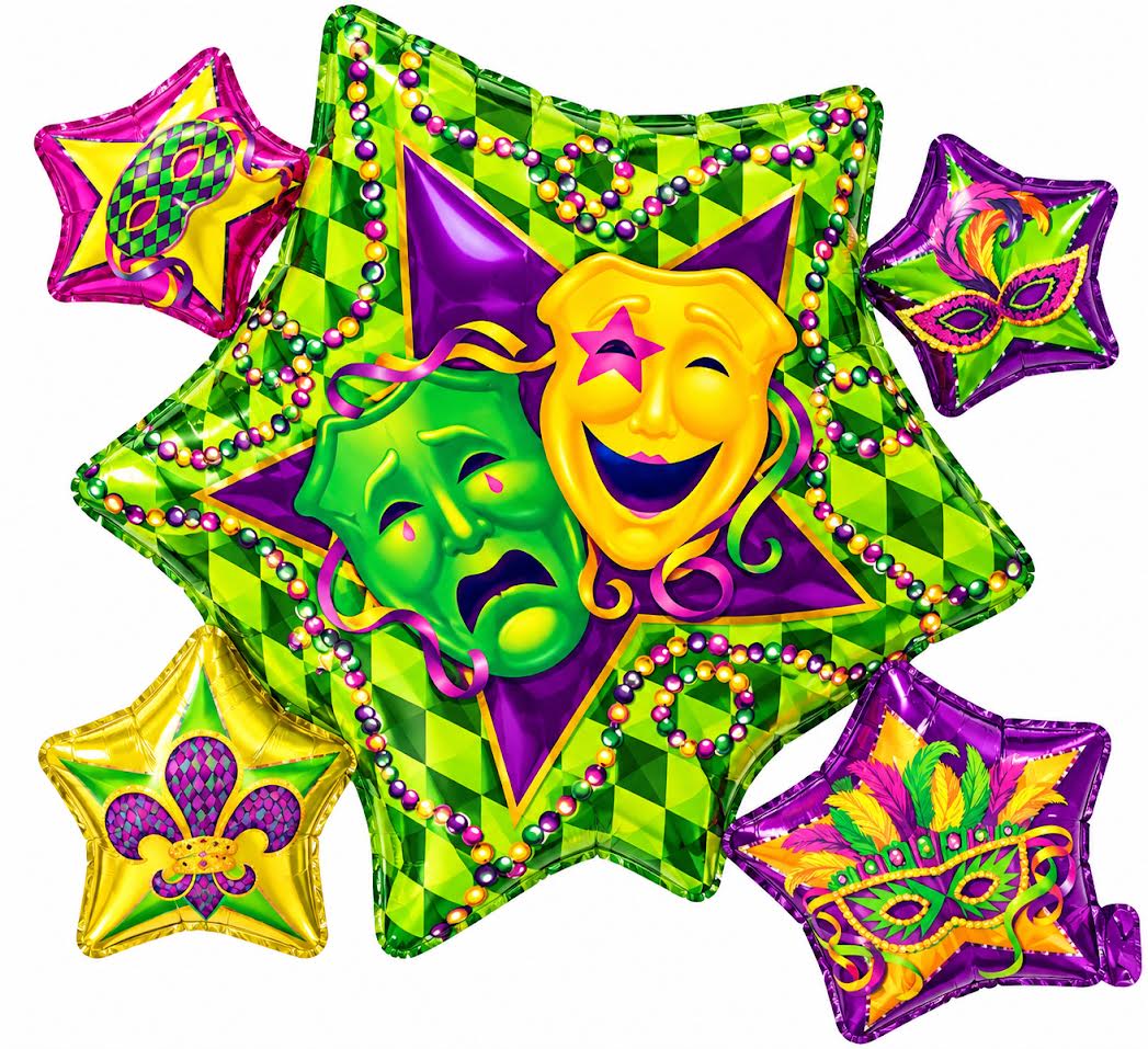 28" Mardi Gras Cluster Jumbo Helium Foil Balloon #115010