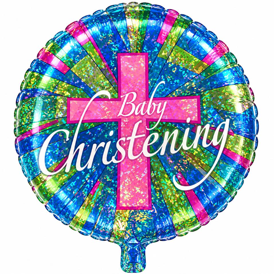 18" Christening Holographic Helium Foil Balloons (5 PACK) #17997