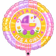 18" Baby Girl Stroller Helium Foil Balloon (5 PACK) #20139