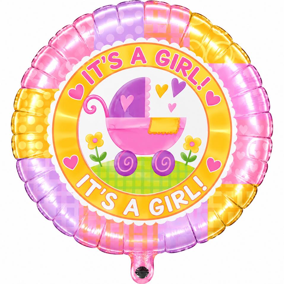 18" Baby Girl Stroller Helium Foil Balloon (5 PACK) #20139