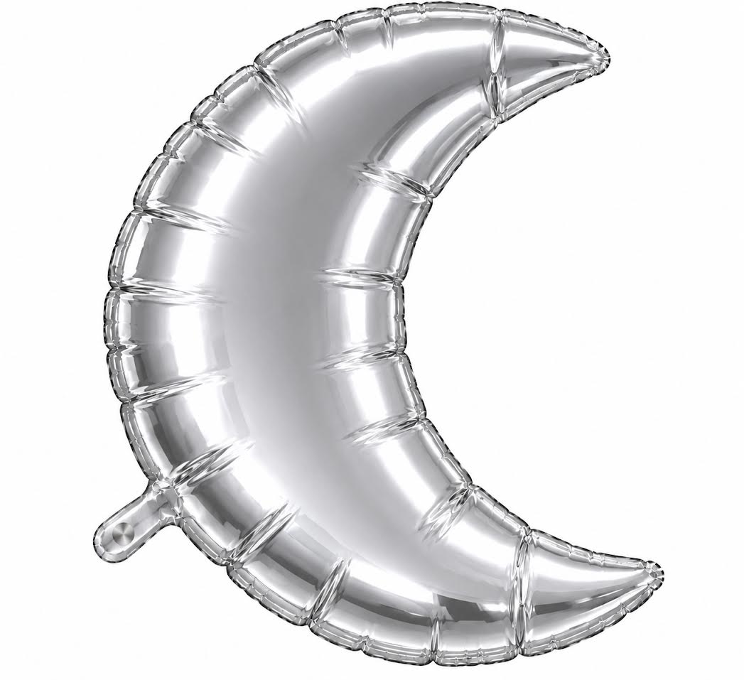35" Crescent Moon Silver Shape Foil Balloon (3 Pack) #16299