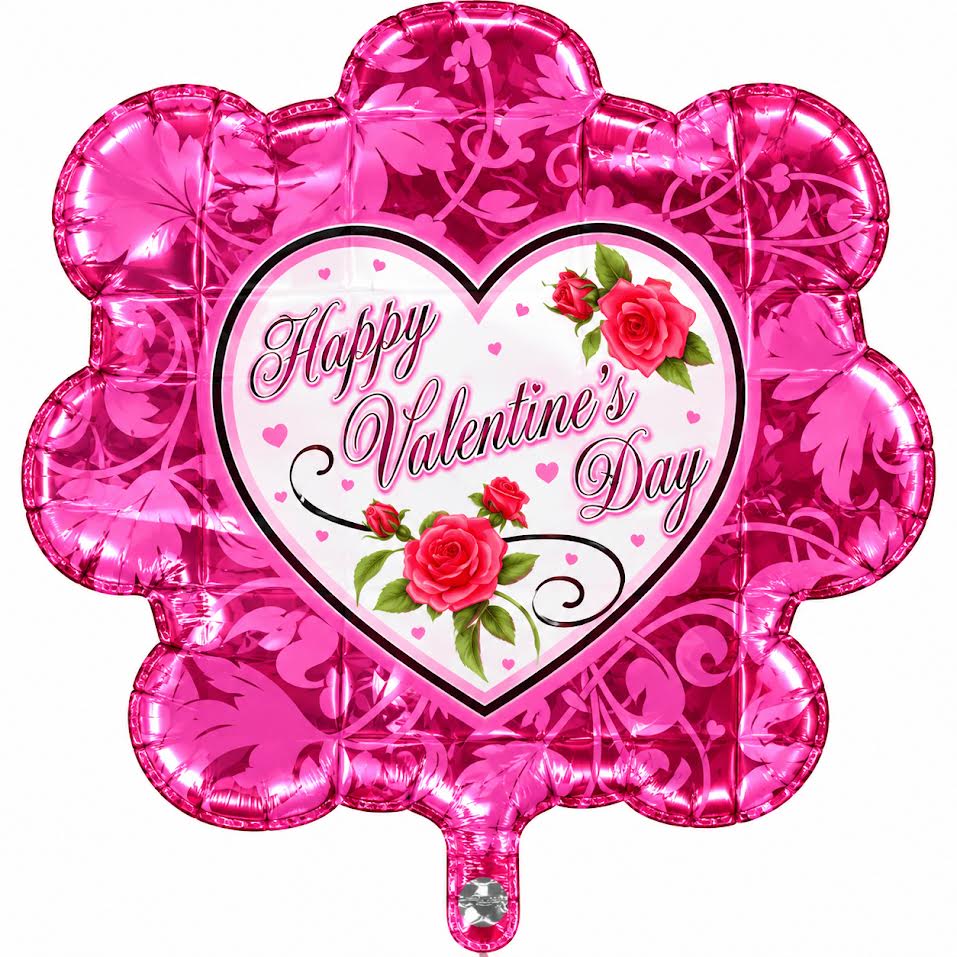 28" Large Shape Happy Valentine's Day Heart Pink Ruffle Foil Balloon 1ct #81125