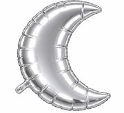 35" Qualatex Crescent Moon Silver Shape Foil Balloon 1ct #36531