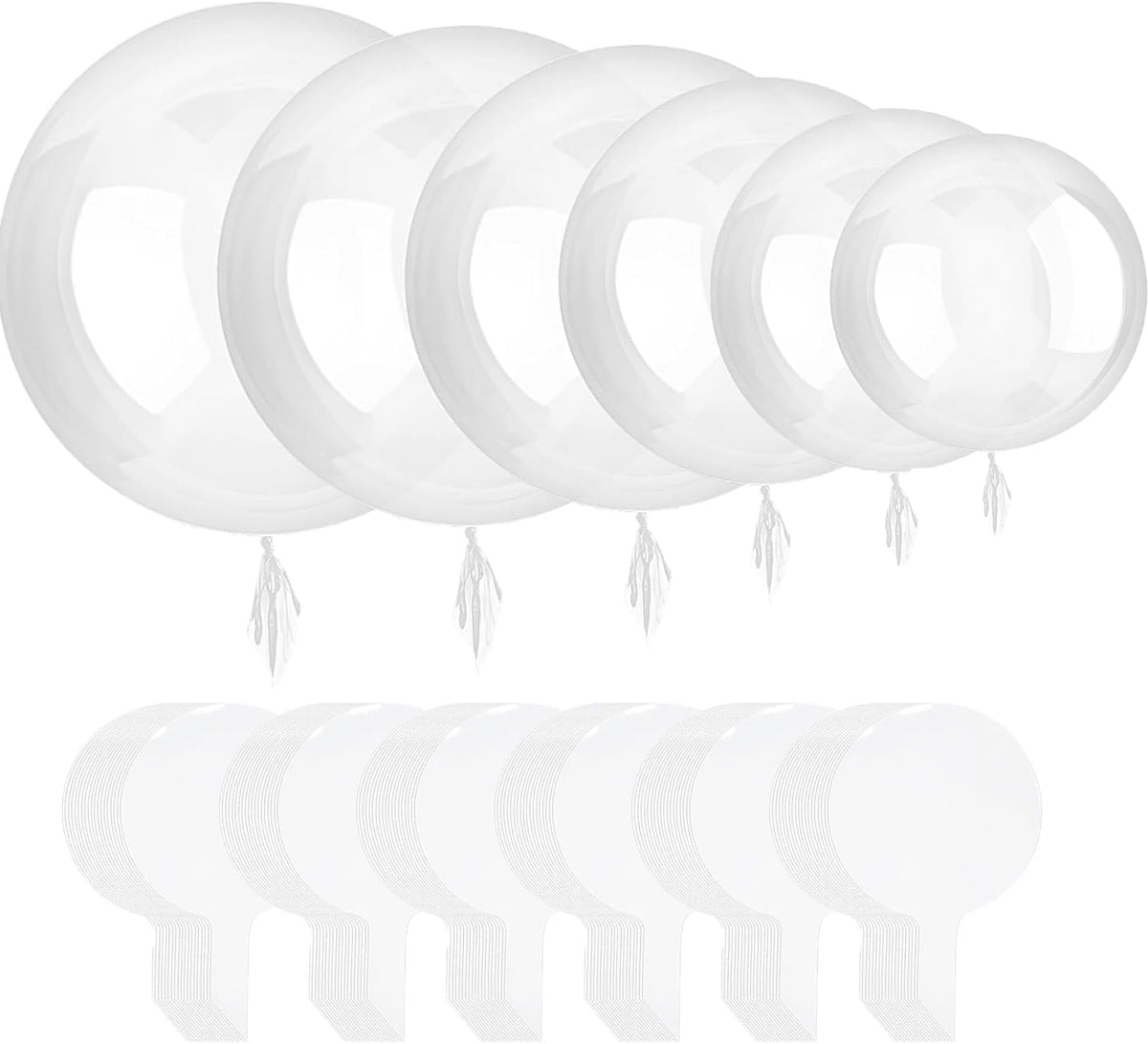 24-Piece Clear Bobo Balloon Set in Various Sizes for Stuffing - Ideal for Baby Showers, Valentine's Day, Christmas, Weddings, Birthdays, and Prom Decorations (8/11/12/13/16/18/20 Inch)