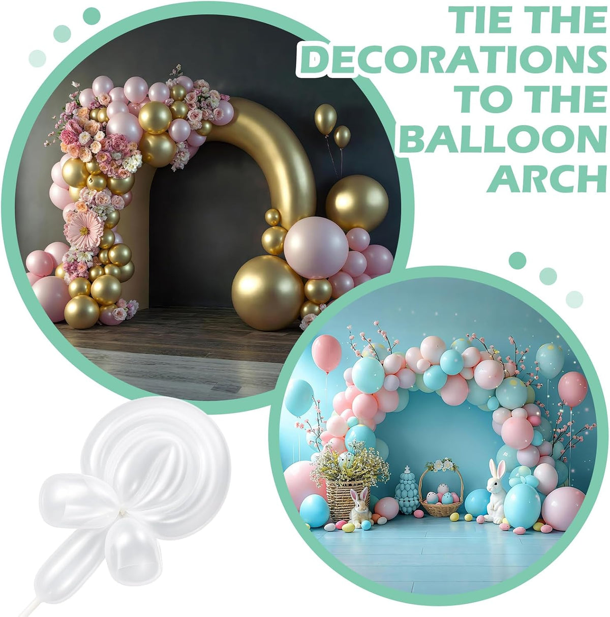 12-Piece Balloon Arch Clip Set with 100 Clear 260 Balloons