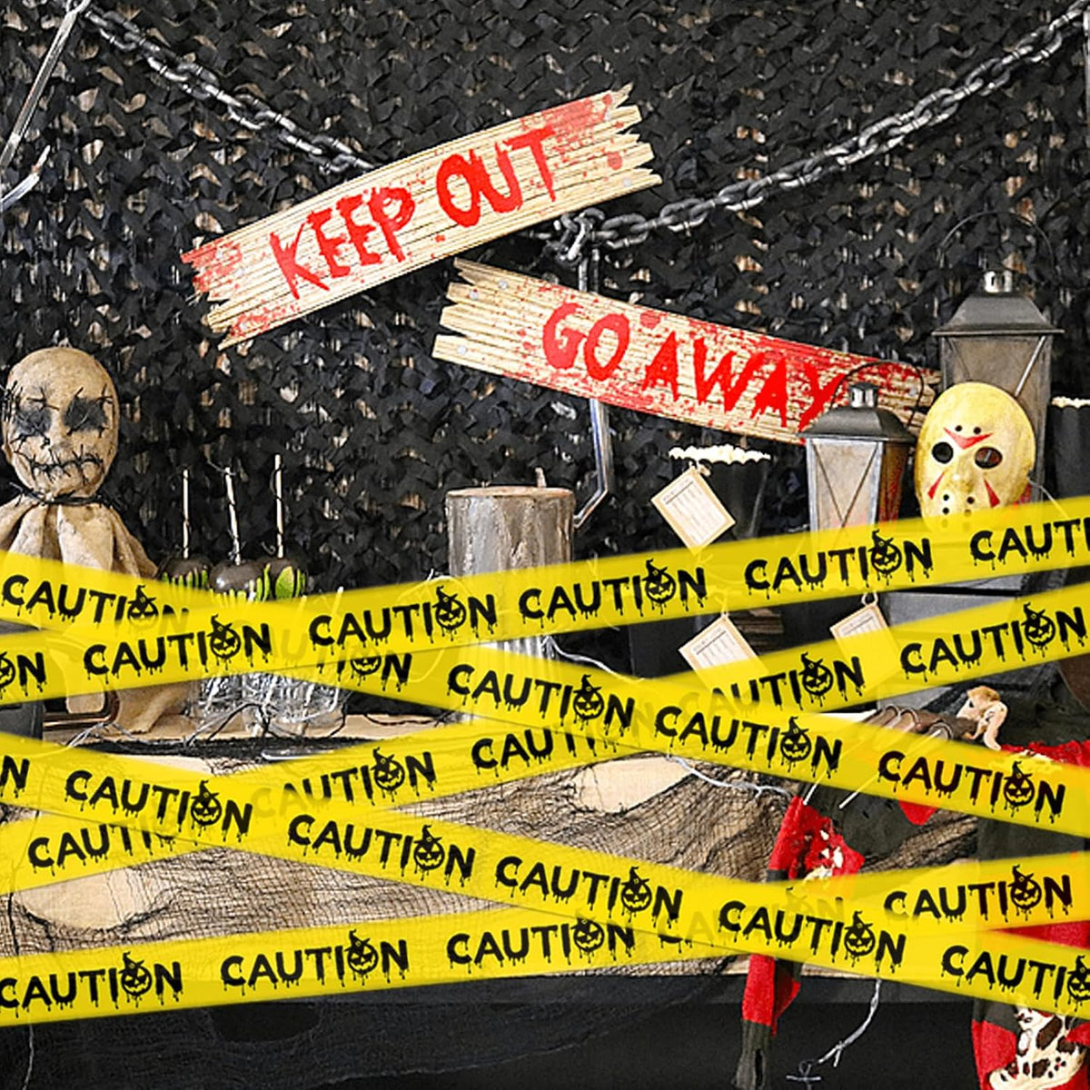 Halloween Decorations Caution Tape,Yellow&Black Caution Hazard Warning Tapes Roll Scary Zombie Safety Indoor&Outdoor Crime Scene DIY Barricade-Party/Door/Tree/Yard/Danger Area/Haunted Houses-3In*82Ft