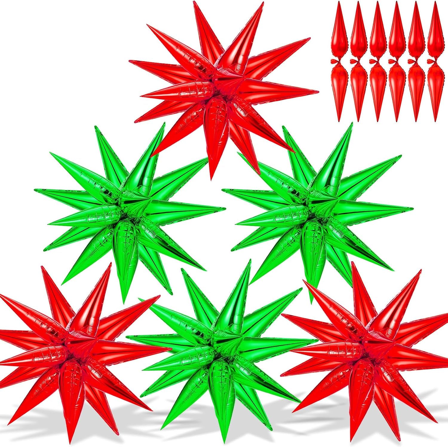 74 PCS Silver Star Balloons, 12 Point Star Foil Mylar Balloons Spike Explosion Cone Balloon for Party Decorations Supplies, Birthday, Wedding, Baby Shower, Graduation Balloon 2025