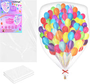 2Pcs 98 X 59 Inch Large Balloon Bags for Transport, Big Plastic Balloon Storage Bag Big Clear Balloon Drop Carrying Bag for Wedding Birthday Baby Showers Celebration Party Supplies