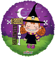 18" Cute Halloween Witch 1-Sided Helium Foil Balloon 1ct #20209