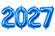 34" Large 2027 Blue Jumbo Helium Number Balloon Set