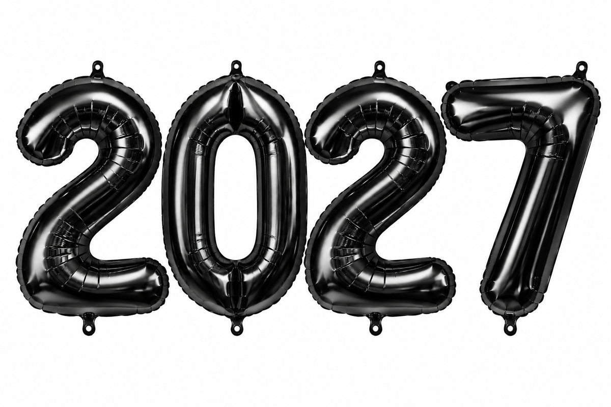 34" Large 2027 Black Jumbo Helium Number Balloon Set
