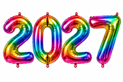 34" Large 2027 Rainbow Jumbo Helium Number Balloon Set