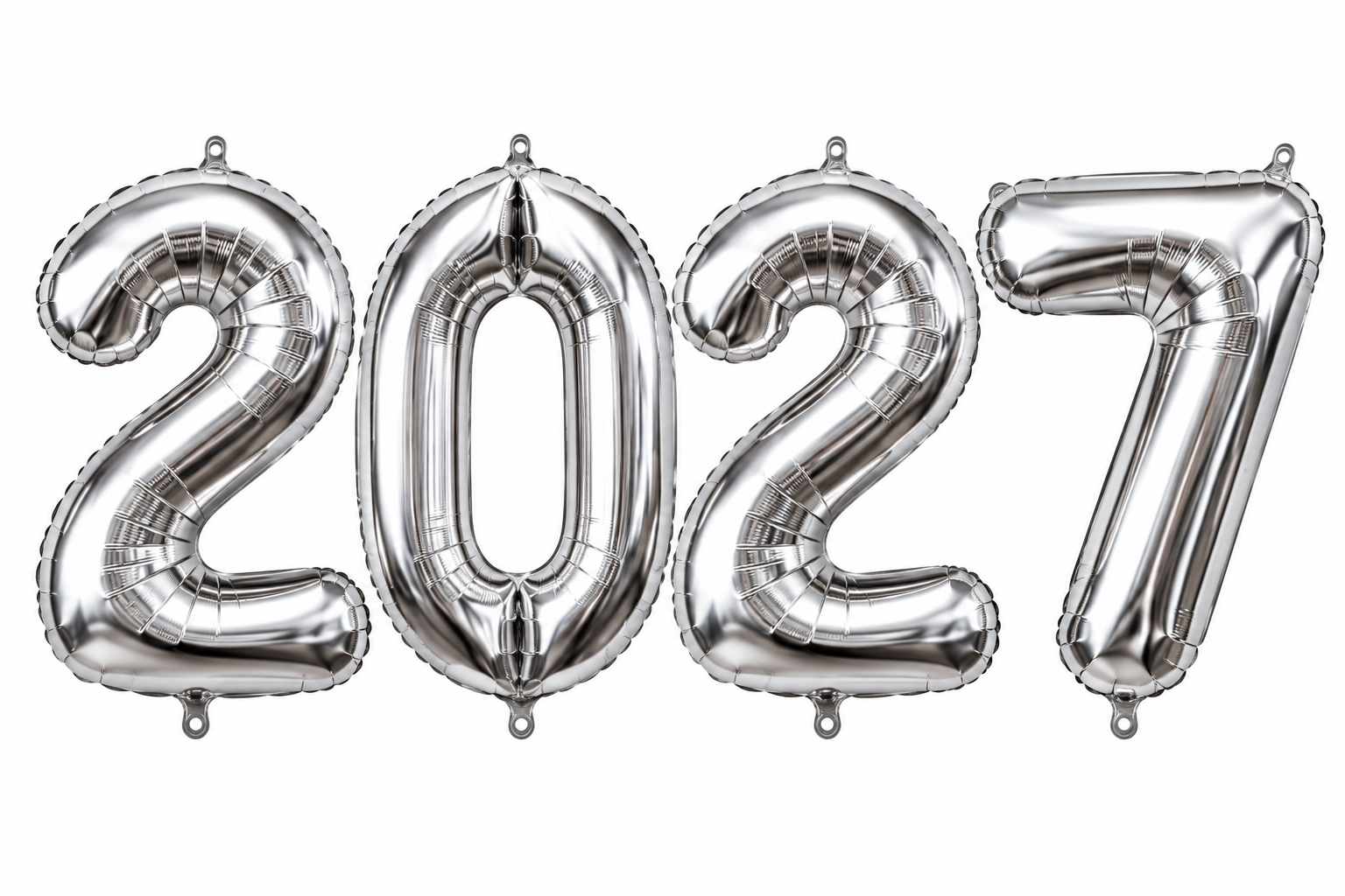 34" Large 2027 Silver Jumbo Helium Number Balloons Set