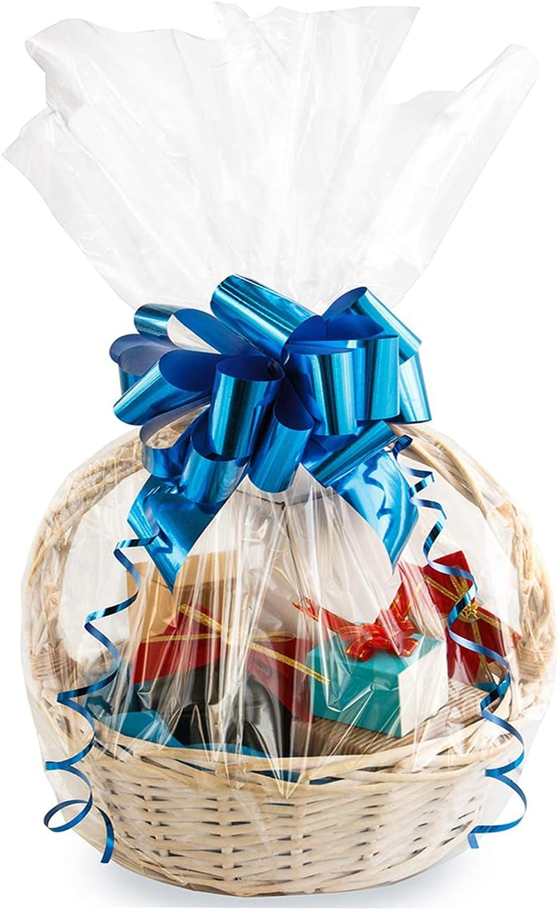 Cellophane Bags for Gift Baskets 16X24 Inches 5Pcs | Clear Cellophane Gift Bags (No Bow or Ribbon Included)