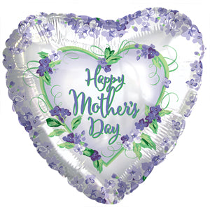 18" Happy Mother's Violet Flowers and Greens Flowers Day Foil Balloon (5PACK) #214529