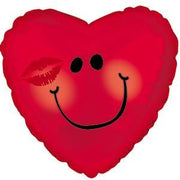 18" Smile Emoji Red Heart 1Sided Helium Foil Balloon (5 PACK) #20087
