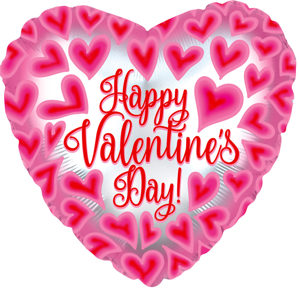 9" Mini Happy Valentine's Day Pink/Red Heart Shape Air Fill Only Foil Balloon (5 Pack) #224069-09