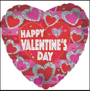 9" Happy Valentine's Day Sparkle Heart Shape Air Fill Only Foil Balloon (5 Pack) #224097-09
