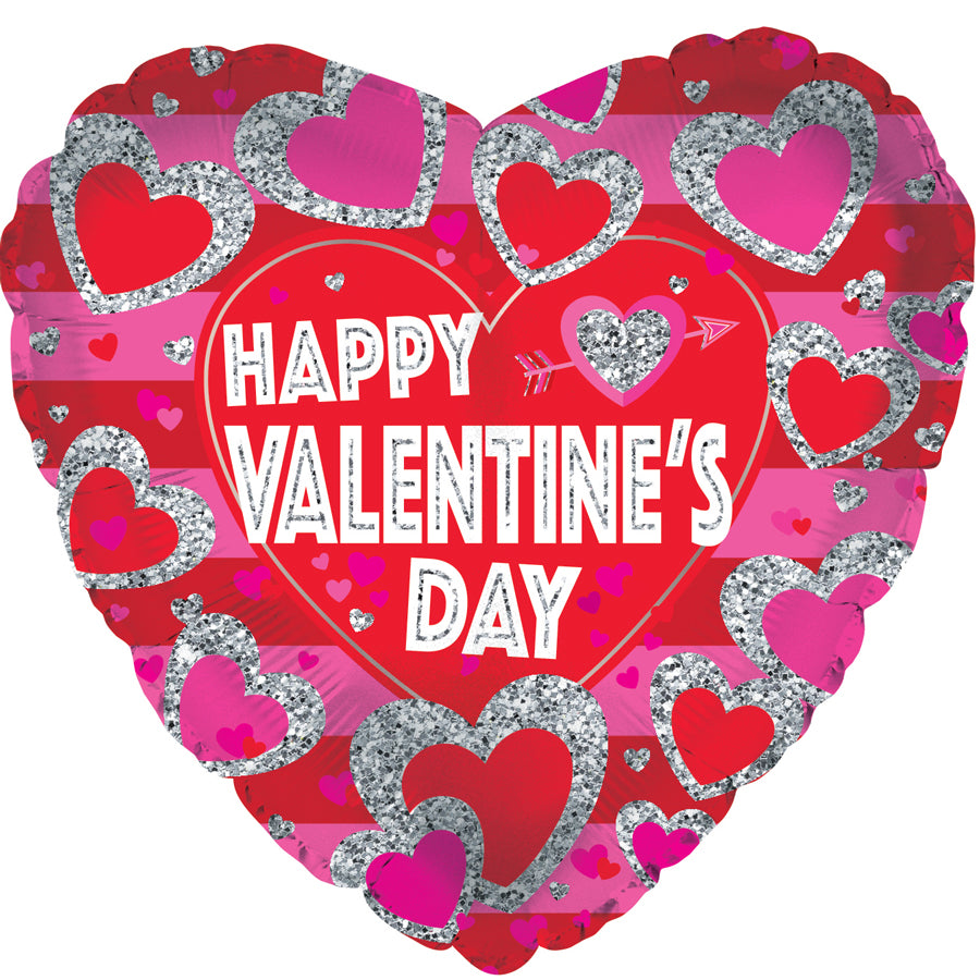 9" Mini Happy Valentine's Day Sparkle Heart Shape Air Fill Only Foil Balloon (5 Pack) #224097-09